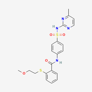 2-[(2-methoxyethyl)sulfanyl]-N-{4-[(4-methylpyrimidin-2-yl)sulfamoyl]phenyl}benzamide