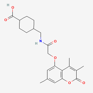 molecular formula C22H27NO6 B11016215 trans-4-[({[(3,4,7-trimethyl-2-oxo-2H-chromen-5-yl)oxy]acetyl}amino)methyl]cyclohexanecarboxylic acid 