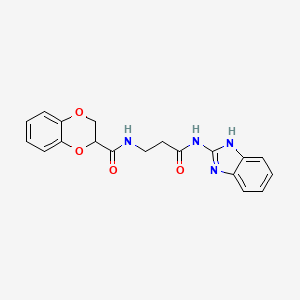 molecular formula C19H18N4O4 B11016220 N-[3-(1,3-dihydro-2H-benzimidazol-2-ylideneamino)-3-oxopropyl]-2,3-dihydro-1,4-benzodioxine-2-carboxamide 