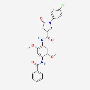 molecular formula C26H24ClN3O5 B11016233 1-(4-chlorophenyl)-N-{2,5-dimethoxy-4-[(phenylcarbonyl)amino]phenyl}-5-oxopyrrolidine-3-carboxamide 