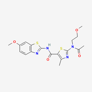 molecular formula C18H20N4O4S2 B11016281 2-[acetyl(2-methoxyethyl)amino]-N-[(2E)-6-methoxy-1,3-benzothiazol-2(3H)-ylidene]-4-methyl-1,3-thiazole-5-carboxamide 