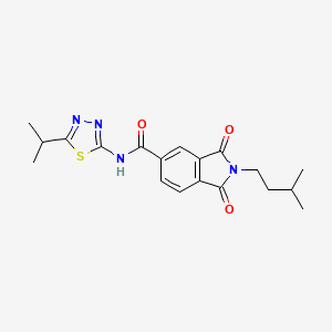 molecular formula C19H22N4O3S B11016304 2-(3-methylbutyl)-1,3-dioxo-N-[(2E)-5-(propan-2-yl)-1,3,4-thiadiazol-2(3H)-ylidene]-2,3-dihydro-1H-isoindole-5-carboxamide 