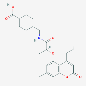 molecular formula C24H31NO6 B11016327 trans-4-[({2-[(7-methyl-2-oxo-4-propyl-2H-chromen-5-yl)oxy]propanoyl}amino)methyl]cyclohexanecarboxylic acid 