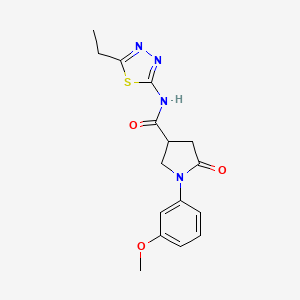 molecular formula C16H18N4O3S B11016365 N-(5-ethyl-1,3,4-thiadiazol-2-yl)-1-(3-methoxyphenyl)-5-oxopyrrolidine-3-carboxamide 