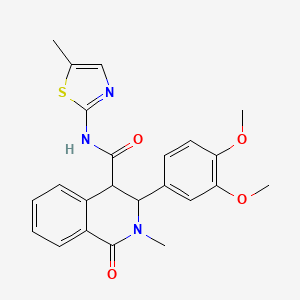 molecular formula C23H23N3O4S B11016371 3-(3,4-dimethoxyphenyl)-2-methyl-N-(5-methyl-1,3-thiazol-2-yl)-1-oxo-1,2,3,4-tetrahydroisoquinoline-4-carboxamide 