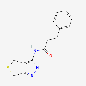 molecular formula C15H17N3OS B11016413 N-(2-methyl-2,6-dihydro-4H-thieno[3,4-c]pyrazol-3-yl)-3-phenylpropanamide 