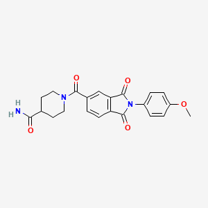 molecular formula C22H21N3O5 B11016446 1-{[2-(4-methoxyphenyl)-1,3-dioxo-2,3-dihydro-1H-isoindol-5-yl]carbonyl}piperidine-4-carboxamide 