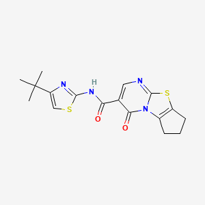 molecular formula C17H18N4O2S2 B11016457 N-(4-(tert-butyl)thiazol-2-yl)-4-oxo-4,6,7,8-tetrahydrocyclopenta[4,5]thiazolo[3,2-a]pyrimidine-3-carboxamide 