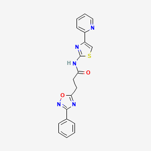 3-(3-phenyl-1,2,4-oxadiazol-5-yl)-N-(4-(pyridin-2-yl)thiazol-2-yl)propanamide