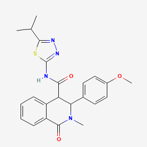 molecular formula C23H24N4O3S B11016503 3-(4-methoxyphenyl)-2-methyl-1-oxo-N-[(2Z)-5-(propan-2-yl)-1,3,4-thiadiazol-2(3H)-ylidene]-1,2,3,4-tetrahydroisoquinoline-4-carboxamide 