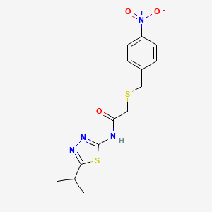 molecular formula C14H16N4O3S2 B11016531 2-[(4-nitrobenzyl)sulfanyl]-N-[5-(propan-2-yl)-1,3,4-thiadiazol-2-yl]acetamide 