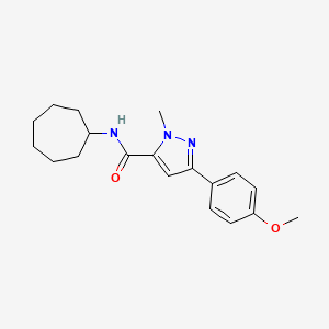 molecular formula C19H25N3O2 B11016536 N-cycloheptyl-3-(4-methoxyphenyl)-1-methyl-1H-pyrazole-5-carboxamide 