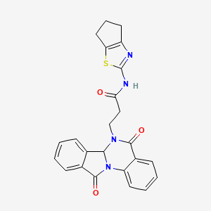 molecular formula C24H20N4O3S B11016554 N-(5,6-dihydro-4H-cyclopenta[d][1,3]thiazol-2-yl)-3-(5,11-dioxo-6a,11-dihydroisoindolo[2,1-a]quinazolin-6(5H)-yl)propanamide 