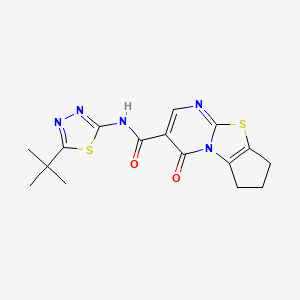 molecular formula C16H17N5O2S2 B11016579 N-(5-(tert-butyl)-1,3,4-thiadiazol-2-yl)-4-oxo-4,6,7,8-tetrahydrocyclopenta[4,5]thiazolo[3,2-a]pyrimidine-3-carboxamide 