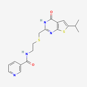 N-[2-({[4-hydroxy-6-(propan-2-yl)thieno[2,3-d]pyrimidin-2-yl]methyl}sulfanyl)ethyl]pyridine-3-carboxamide