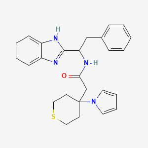 molecular formula C26H28N4OS B11016661 N-[1-(1H-benzimidazol-2-yl)-2-phenylethyl]-2-[4-(1H-pyrrol-1-yl)tetrahydro-2H-thiopyran-4-yl]acetamide 