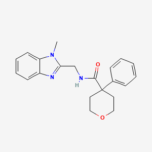 molecular formula C21H23N3O2 B11016692 N-[(1-methyl-1H-benzimidazol-2-yl)methyl]-4-phenyltetrahydro-2H-pyran-4-carboxamide 