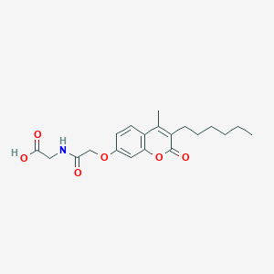 molecular formula C20H25NO6 B11016715 N-{[(3-hexyl-4-methyl-2-oxo-2H-chromen-7-yl)oxy]acetyl}glycine 