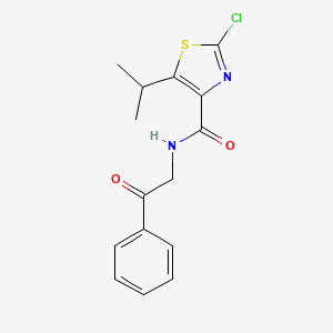 molecular formula C15H15ClN2O2S B11016800 2-chloro-N-(2-oxo-2-phenylethyl)-5-(propan-2-yl)-1,3-thiazole-4-carboxamide 