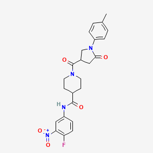 molecular formula C24H25FN4O5 B11016902 N-(4-fluoro-3-nitrophenyl)-1-{[1-(4-methylphenyl)-5-oxopyrrolidin-3-yl]carbonyl}piperidine-4-carboxamide 