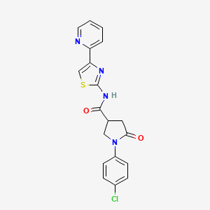 molecular formula C19H15ClN4O2S B11016908 1-(4-chlorophenyl)-5-oxo-N-[(2Z)-4-(pyridin-2-yl)-1,3-thiazol-2(3H)-ylidene]pyrrolidine-3-carboxamide 