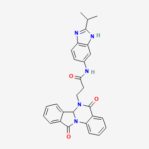 molecular formula C28H25N5O3 B11016932 3-(5,11-dioxo-6a,11-dihydroisoindolo[2,1-a]quinazolin-6(5H)-yl)-N-[2-(propan-2-yl)-1H-benzimidazol-5-yl]propanamide 