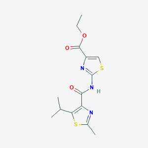 molecular formula C14H17N3O3S2 B11016933 Ethyl 2-({[2-methyl-5-(propan-2-yl)-1,3-thiazol-4-yl]carbonyl}amino)-1,3-thiazole-4-carboxylate 