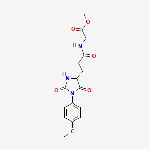 molecular formula C16H19N3O6 B11016963 methyl N-{3-[1-(4-methoxyphenyl)-2,5-dioxoimidazolidin-4-yl]propanoyl}glycinate 