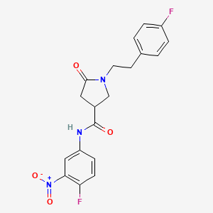 molecular formula C19H17F2N3O4 B11017036 N-(4-fluoro-3-nitrophenyl)-1-[2-(4-fluorophenyl)ethyl]-5-oxopyrrolidine-3-carboxamide 