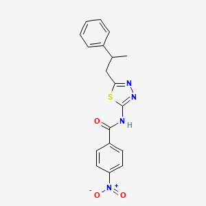 molecular formula C18H16N4O3S B11017045 4-nitro-N-[5-(2-phenylpropyl)-1,3,4-thiadiazol-2-yl]benzamide 