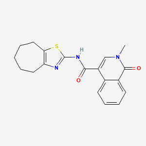 N-[(2E)-3,4,5,6,7,8-hexahydro-2H-cyclohepta[d][1,3]thiazol-2-ylidene]-2-methyl-1-oxo-1,2-dihydroisoquinoline-4-carboxamide