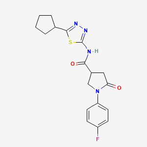 N-(5-cyclopentyl-1,3,4-thiadiazol-2-yl)-1-(4-fluorophenyl)-5-oxopyrrolidine-3-carboxamide