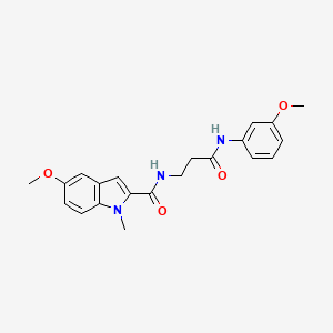 molecular formula C21H23N3O4 B11017148 5-methoxy-N-{3-[(3-methoxyphenyl)amino]-3-oxopropyl}-1-methyl-1H-indole-2-carboxamide 