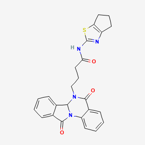 molecular formula C25H22N4O3S B11017156 N-(5,6-dihydro-4H-cyclopenta[d][1,3]thiazol-2-yl)-4-(5,11-dioxo-6a,11-dihydroisoindolo[2,1-a]quinazolin-6(5H)-yl)butanamide 