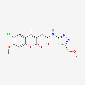 molecular formula C17H16ClN3O5S B11017160 2-(6-chloro-7-methoxy-4-methyl-2-oxo-2H-chromen-3-yl)-N-[(2E)-5-(methoxymethyl)-1,3,4-thiadiazol-2(3H)-ylidene]acetamide 