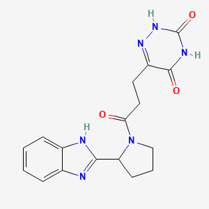 molecular formula C17H18N6O3 B11017171 6-{3-[2-(1H-benzimidazol-2-yl)pyrrolidin-1-yl]-3-oxopropyl}-3-hydroxy-1,2,4-triazin-5(4H)-one 