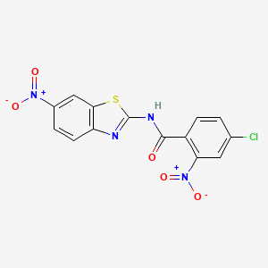 4-chloro-2-nitro-N-(6-nitro-1,3-benzothiazol-2-yl)benzamide