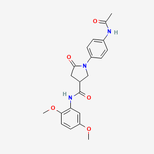 molecular formula C21H23N3O5 B11017264 1-[4-(acetylamino)phenyl]-N-(2,5-dimethoxyphenyl)-5-oxopyrrolidine-3-carboxamide 