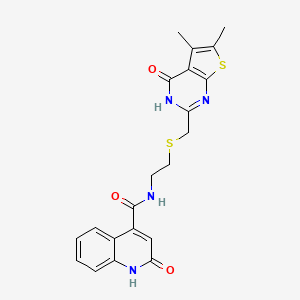 N-(2-{[(4-hydroxy-5,6-dimethylthieno[2,3-d]pyrimidin-2-yl)methyl]sulfanyl}ethyl)-2-oxo-1,2-dihydroquinoline-4-carboxamide