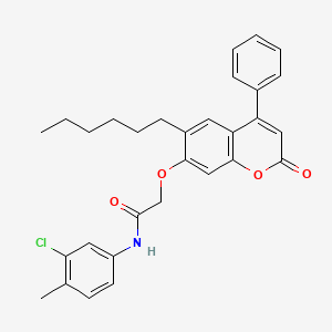 molecular formula C30H30ClNO4 B11017295 N-(3-chloro-4-methylphenyl)-2-[(6-hexyl-2-oxo-4-phenyl-2H-chromen-7-yl)oxy]acetamide 