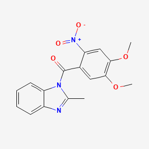 molecular formula C17H15N3O5 B11017341 (4,5-dimethoxy-2-nitrophenyl)(2-methyl-1H-benzimidazol-1-yl)methanone 