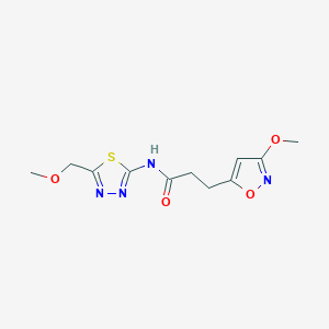 molecular formula C11H14N4O4S B11017348 3-(3-methoxyisoxazol-5-yl)-N-(5-(methoxymethyl)-1,3,4-thiadiazol-2-yl)propanamide 