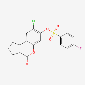 8-Chloro-4-oxo-1,2,3,4-tetrahydrocyclopenta[c]chromen-7-yl 4-fluorobenzenesulfonate