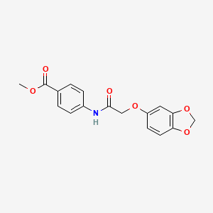 molecular formula C17H15NO6 B11017426 4-[2-(Benzo[1,3]dioxol-5-yloxy)-acetylamino]-benzoic acid methyl ester 