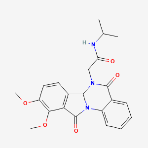 molecular formula C22H23N3O5 B11017439 2-(9,10-dimethoxy-5,11-dioxo-6a,11-dihydroisoindolo[2,1-a]quinazolin-6(5H)-yl)-N-(propan-2-yl)acetamide 