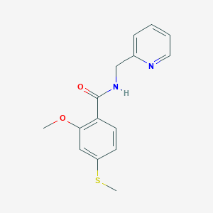 2-methoxy-4-(methylsulfanyl)-N-(pyridin-2-ylmethyl)benzamide