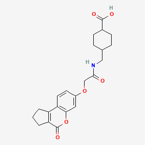 molecular formula C22H25NO6 B11017567 trans-4-[({[(4-Oxo-1,2,3,4-tetrahydrocyclopenta[c]chromen-7-yl)oxy]acetyl}amino)methyl]cyclohexanecarboxylic acid 