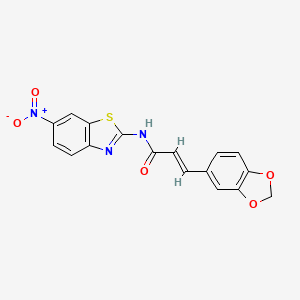 (2E)-3-(1,3-benzodioxol-5-yl)-N-(6-nitro-1,3-benzothiazol-2-yl)prop-2-enamide