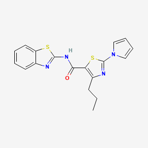 molecular formula C18H16N4OS2 B11017649 N-[(2E)-1,3-benzothiazol-2(3H)-ylidene]-4-propyl-2-(1H-pyrrol-1-yl)-1,3-thiazole-5-carboxamide 