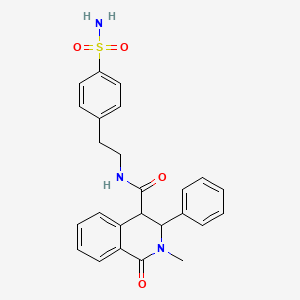 molecular formula C25H25N3O4S B11017703 2-methyl-1-oxo-3-phenyl-N-[2-(4-sulfamoylphenyl)ethyl]-1,2,3,4-tetrahydroisoquinoline-4-carboxamide 